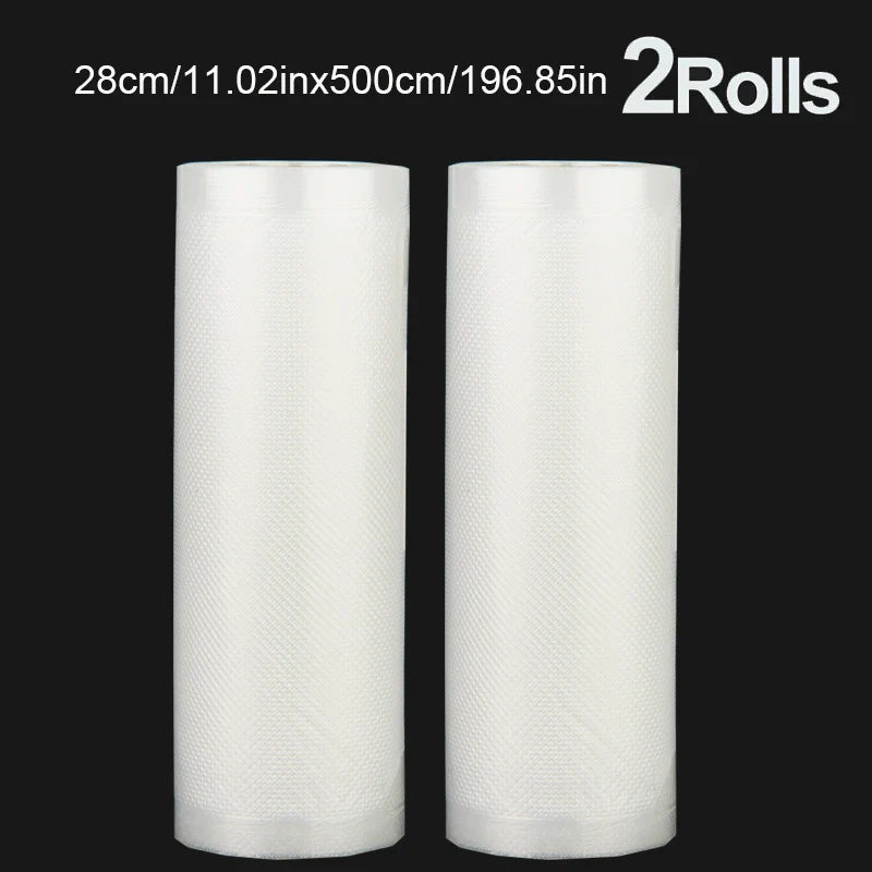 A set of 2 vacuum-sealed bags of the same size, with a length of 500CM, suitable for food storage vacuum low-temperature cooking
