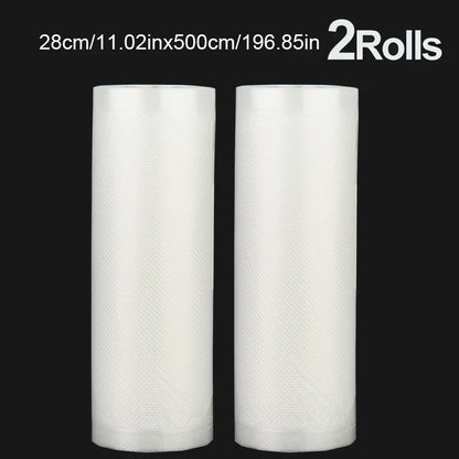 A set of 2 vacuum-sealed bags of the same size, with a length of 500CM, suitable for food storage vacuum low-temperature cooking