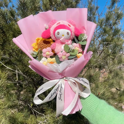 Kawaii Hello Kitty Cat Dolls With Artificial Flowers Creative Bouquet Christmas Valentine Birthday Graduation Gifts