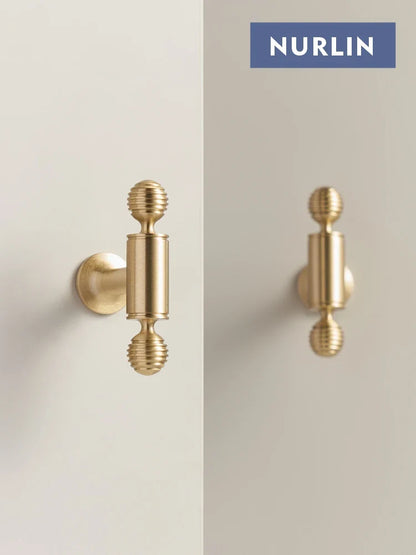 Nurlin French Luxury Solid Brass Kitchen Cabinet Furniture Drawer Cabinet Door Handle Round Knobs T-Bar Wardrobe Pull