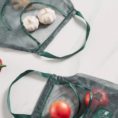 Reusable Storage Bags Kitchen Hanging Mesh Bag Home Fruit And Vegetable Storage Net Bag For Ginger Garlic Potatoes Onions
