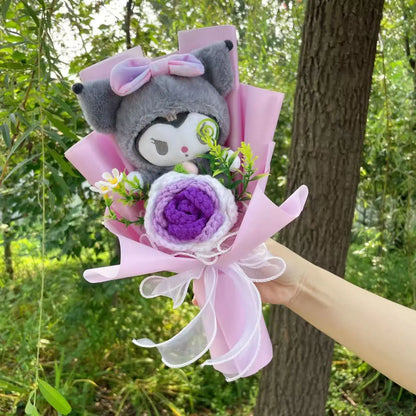 Kawaii Hello Kitty Cat Dolls With Artificial Flowers Creative Bouquet Christmas Valentine Birthday Graduation Gifts