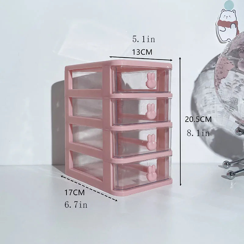 Clear Stacking Drawer Organizer - Multi-Tier PP Storage Box for Office/Beauty Products, Modular Desktop System (2-5 Layers)