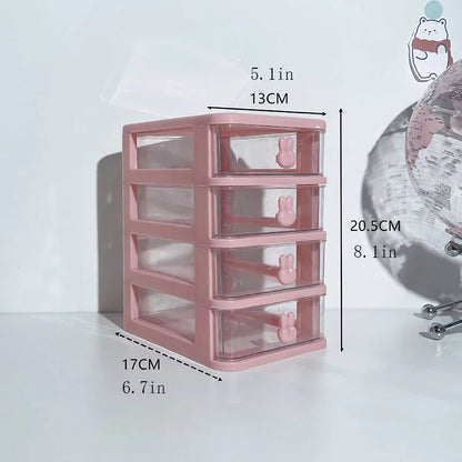 Clear Stacking Drawer Organizer - Multi-Tier PP Storage Box for Office/Beauty Products, Modular Desktop System (2-5 Layers)