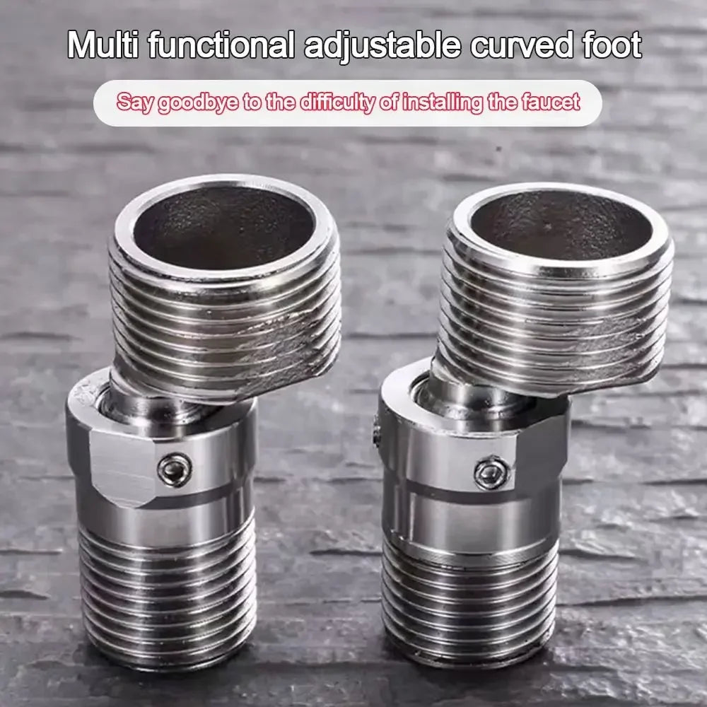 304 Stainless Steel Angled Curved Foot Wall Mounted Eccentric Screw Corner 360° Rotatable Adjustable Shower Faucet Adapter
