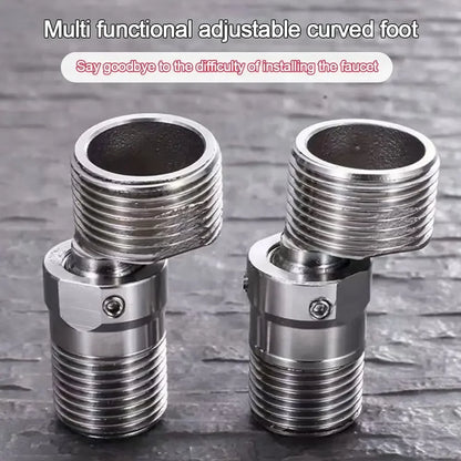 304 Stainless Steel Angled Curved Foot Wall Mounted Eccentric Screw Corner 360° Rotatable Adjustable Shower Faucet Adapter