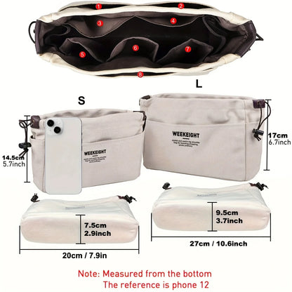 Drawstring Canvas Storage Organizers Multi-Pockets Liner Bag Lightweight Portable Travel Storage Bag