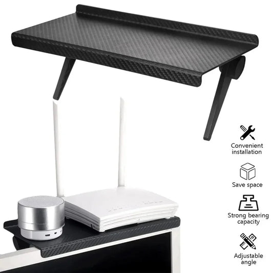 Adjustable TV Screen Top Storage Rack Computer Monitor Desktop Shelf for Wireless Router Set Top Box Media Box Home Organizer