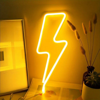 1pc Lightning Neon Light, Creative LED Sign Wall Light USB/Battery Night Light for Home Bedroom Party Christmas Decor Kid Gift