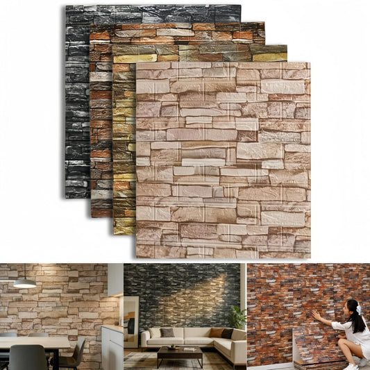 1-10pcs 3D Brick Pattern Wall Stickers Wallpaper 77cmx70cm Waterproof Self-adhesive Stain-resistant Vintage Style Room Decor