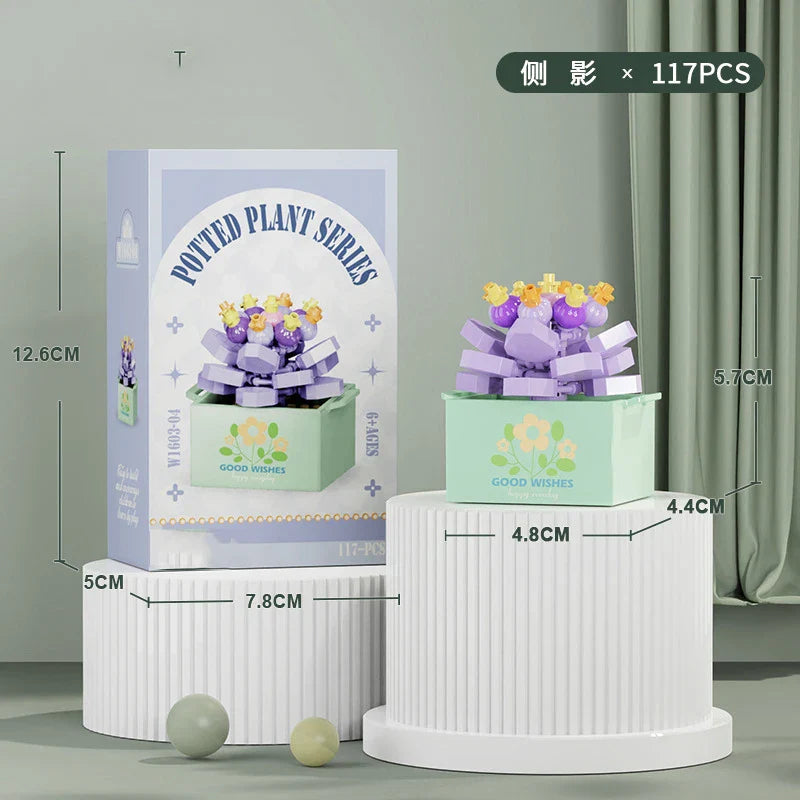 Flower Bouquet Mini Particle Building Blocks Flower Kit 3D DIY Creative Plants Micro Bricks for Home Decor Girl Gift Adults Kids