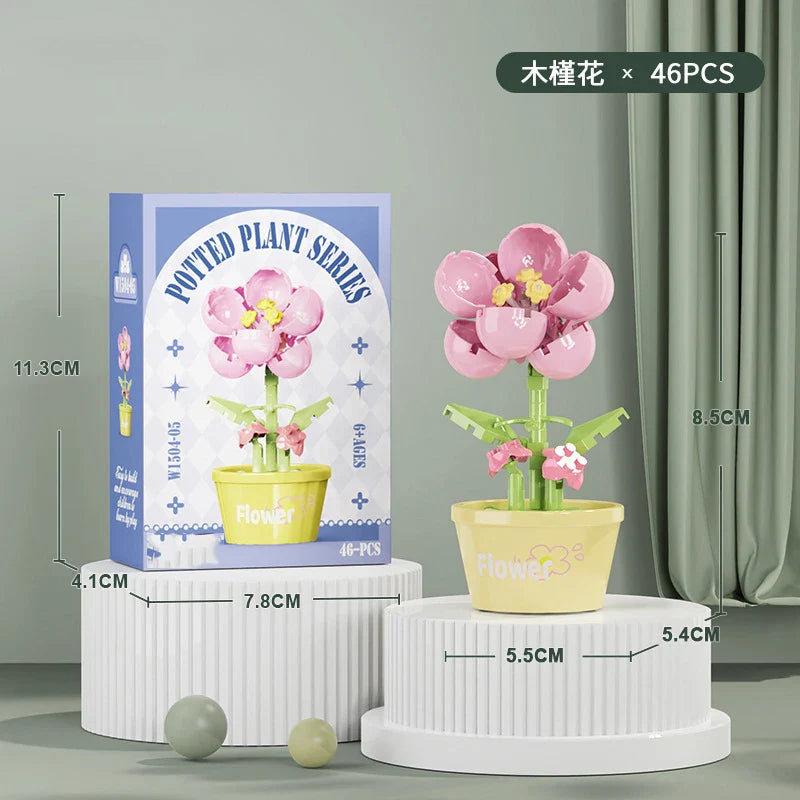 Flower Bouquet Mini Particle Building Blocks Flower Kit 3D DIY Creative Plants Micro Bricks for Home Decor Girl Gift Adults Kids
