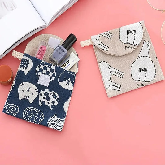 1pc Monthly Bag Cute and Portable Aunt Towel Bag, Large Capacity Towel Sanitary Cotton Bag, Carry on Bag