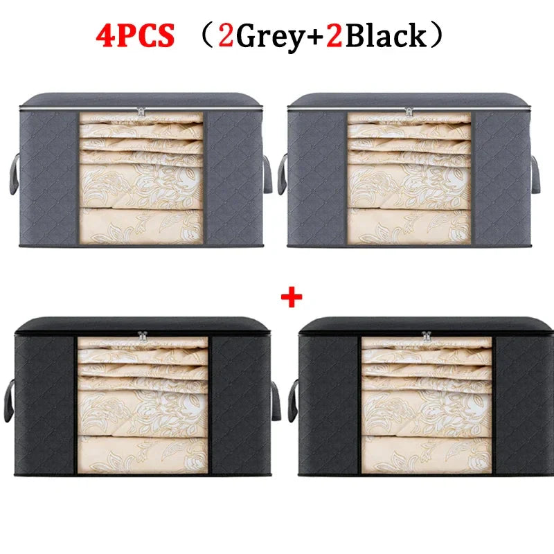 Large Capacity Clothes Storage Bag Foldable Dustproof Blanket Cotton Quilt Storage Containers for Organizing Bedroom Closet Bag