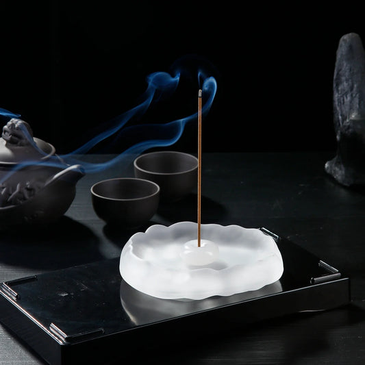 Mini Jade Incense Burner Incense Holder with Glass Incense Plate Ash Catcher Buddhism Supplies Home Decor