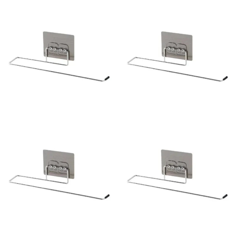 1/4 Of The Kitchen Wall Hanging Paper Towel Rack, Perforation-Free Dish Cloth, Plastic Wrap Stainless Steel Organizer Hooks