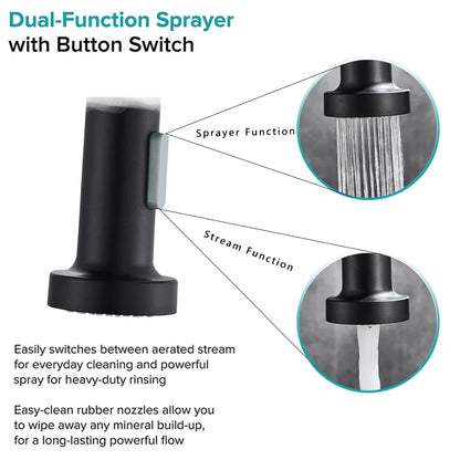 Pull Down Kitchen Faucet Sing Handle Hot Cold Water Mixer Tap 360° Swivel Dual Function Nozzle Kitchen Sink Tap Crane