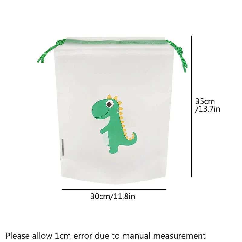 10 Transparent Drawstring Bags with Exquisite Cartoon Patterns, Waterproof and Easy-to-carry Grocery Storage Bags