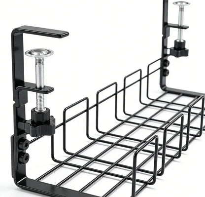 Metal under Table Storage Rack Cable Management Tray Wire Organizer for Home Office Desk No Punching Kitchen Storage Accessories
