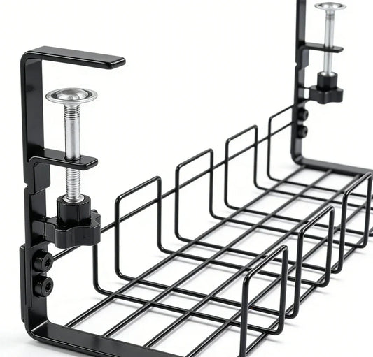 Metal under Table Storage Rack Cable Management Tray Wire Organizer for Home Office Desk No Punching Kitchen Storage Accessories