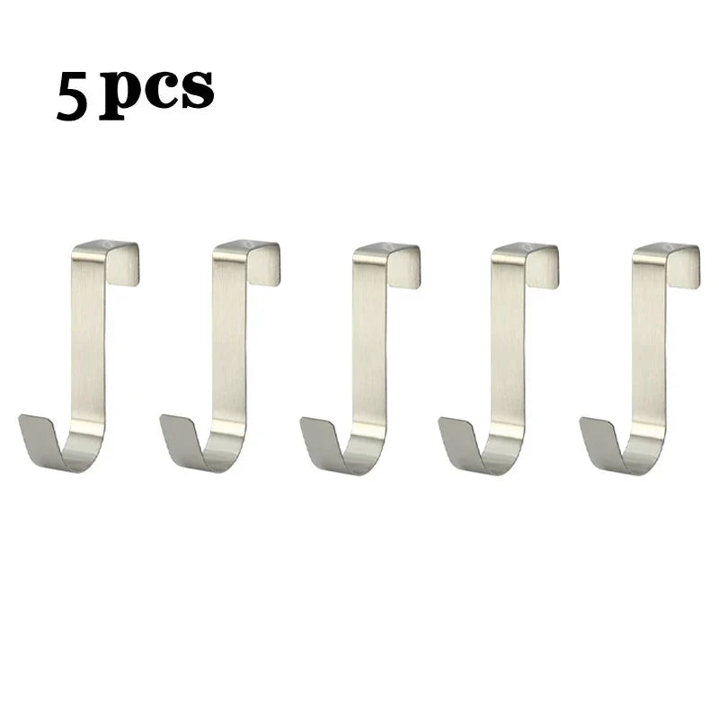 Multi-Purpose Cabinet Door Hooks, Over Door Hanger Rack for Kitchen Bathroom, Towel Coat Hat Clothes Storage Organizer