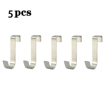 Multi-Purpose Cabinet Door Hooks, Over Door Hanger Rack for Kitchen Bathroom, Towel Coat Hat Clothes Storage Organizer