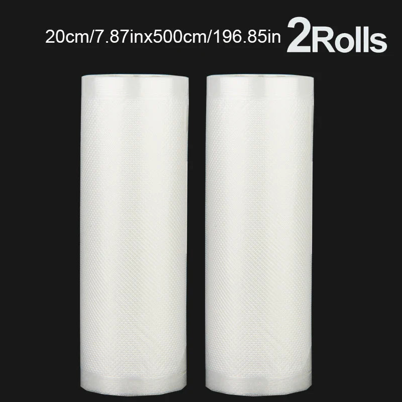 A set of 2 vacuum-sealed bags of the same size, with a length of 500CM, suitable for food storage vacuum low-temperature cooking