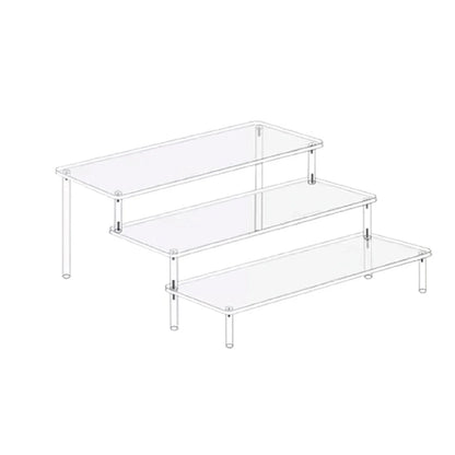 Transparent Acrylic Display Stand Pottery Storage Rack - Doll Clay Figurine Ladder Shelf for Makeup Organization Home Store