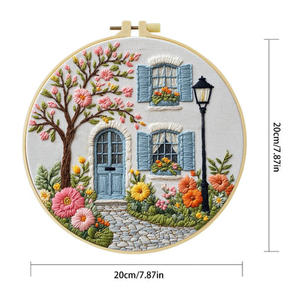1pc 20X20CM/7.87inch The garden in front of the door Embroidery Starter Kit DIY kit Home Decor Craft Painting Sewing Art