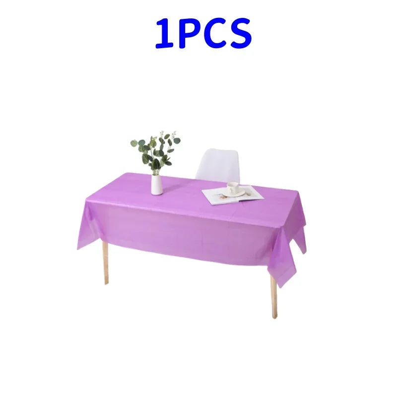 1pc Reusable Tablecloths 137x183cm BPA Free Plastic Dining Table Cover Cloth for Parties Picnic Camping Disposable Tablecloths