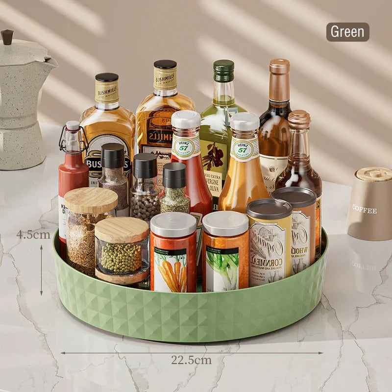 1Pc Kitchen Storage Spice Rack 360 Degree Rotating Cabinet Storage Rack Tray Cosmetic Storage Rack Non-slip Spice Round Rack