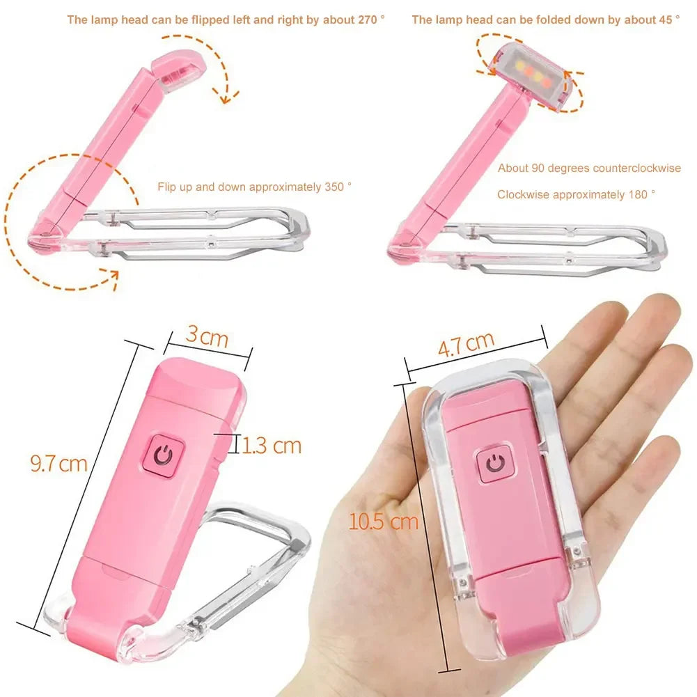 LED USB Rechargeable Book Light Reading Light Eye Protection Night Light Portable Clip Desk Light Bookmark Read Light Night Lamp