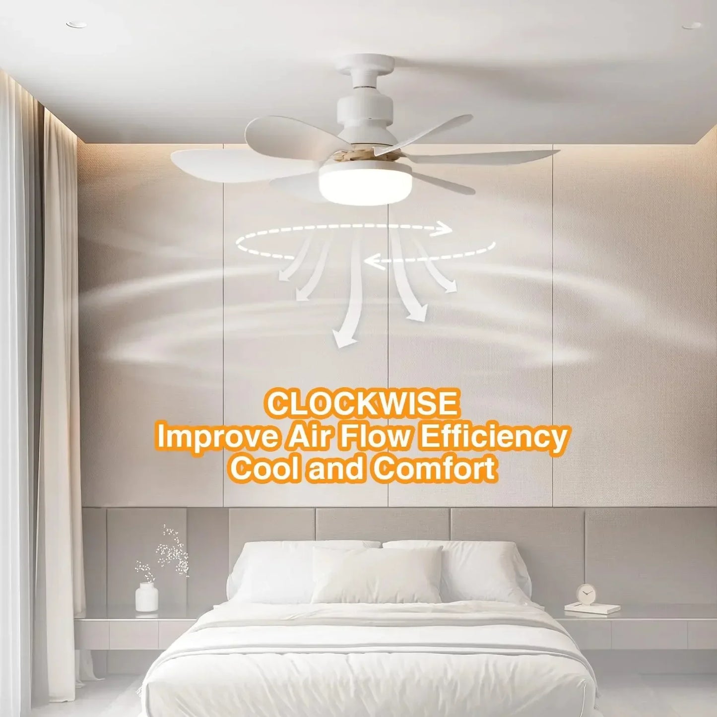 Ceiling Fan with Light with Remote Control E27 LED Ceiling Fan Lamps for Room Living Room Bedroom Kitchen Home Use