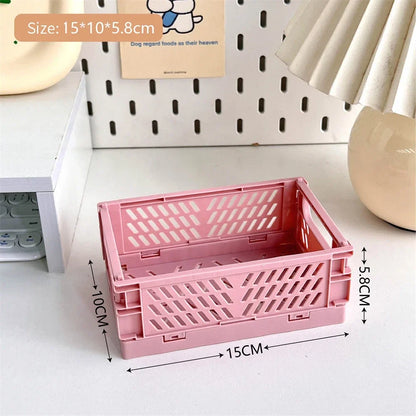 Foldable Storage Box with Handles Collapsible Crate for Toys, Cosmetics & Desk Organization