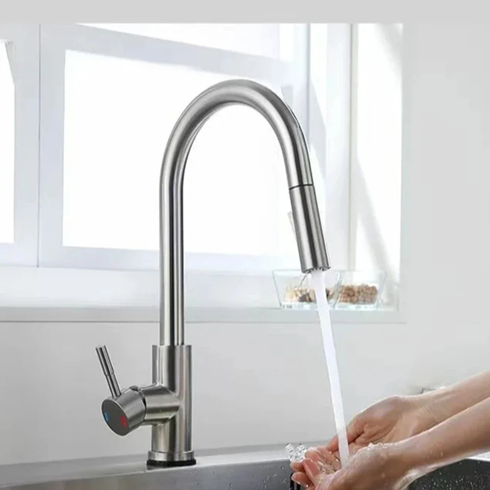 Stainless Steel  Kitchen Faucet Pull Out Brushed Nickle Black Kitchen Mixed Tap Kitchen Sink Tap