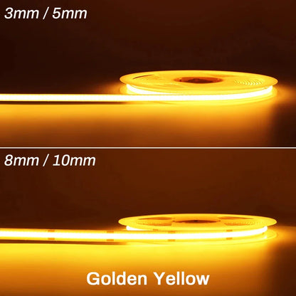 3mm 5mm 8mm COB LED Strip 12V 24V Dimmable Tape LED Ice Blue Yellow Red Green Pink White For Home Decor RA90 LED Strip Lighting