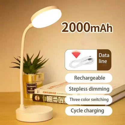 Flexible LED Desk Lamp with 3-Level Dimmer, USB Powered, Eye-Caring, Warm, White Light, Perfect for Home, Office, Reading, Study