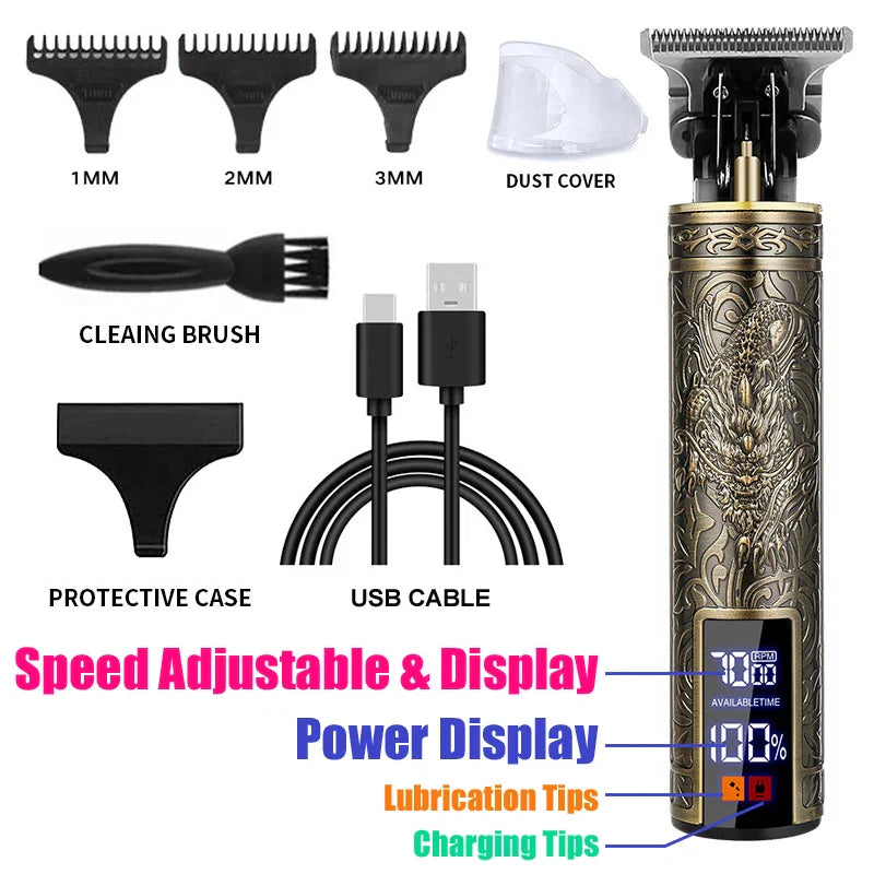 Carving Hair Clipper Professional Hair Cutting Machine Barber Rechargeable Hair Trimmer Metal Haircut Machine Clipper for Men