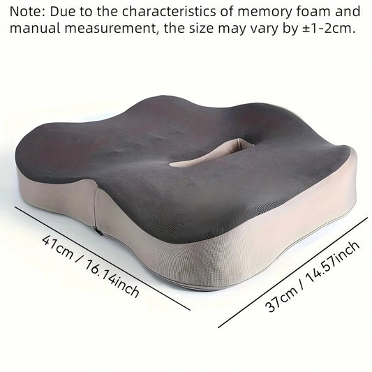 1pc Memory Foam Seat Cushion - 3D Ergonomic Support| Light Green & Grey, Washable Polyester, Car/Office Essentials Home Decor