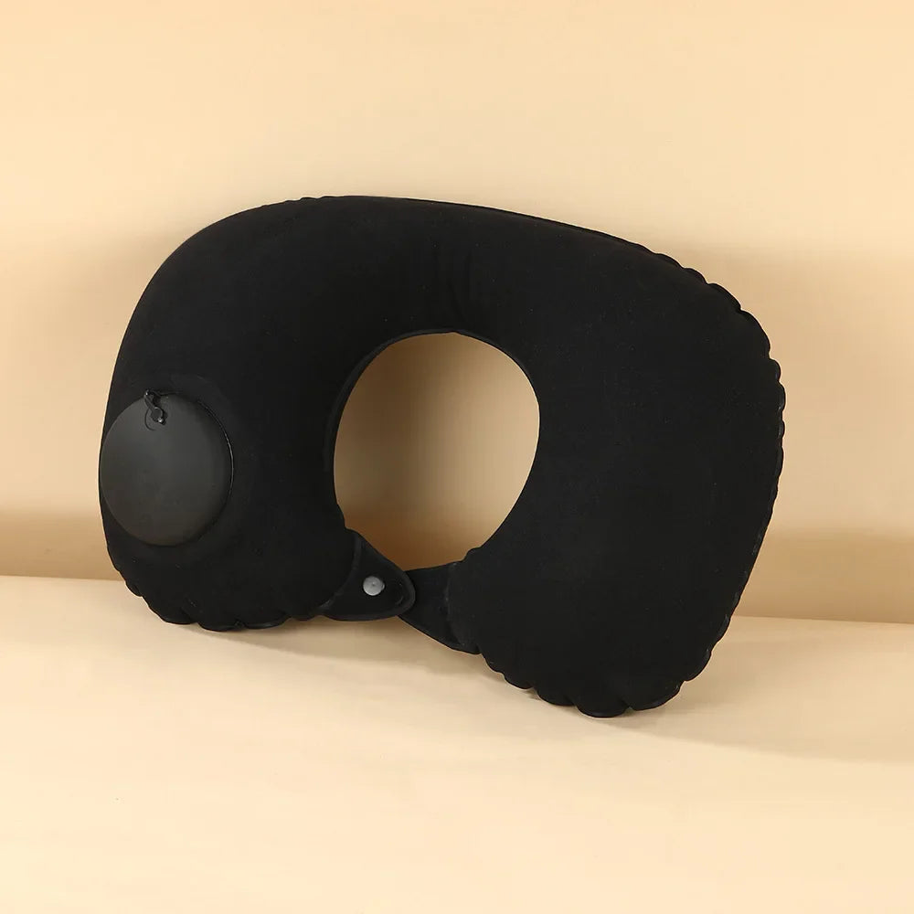 Flocking Inflatable Portable Neck Pillow That Can Be Stored And Self Filled Suitable For Outdoor Travel Business Trips camping