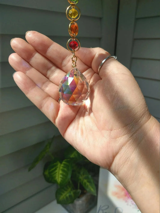 1pc Crystal Suncatcher Mobile Meditation Home Decor Rainbow Maker Prism Suncatcher (Rainbow and Fantasy)