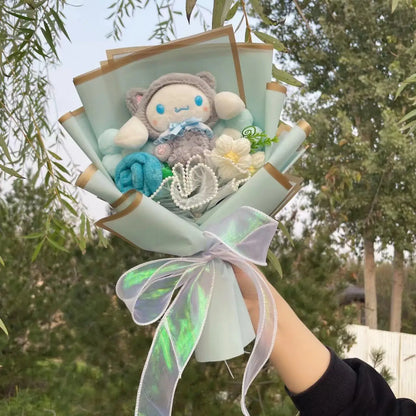 Kawaii Hello Kitty Cat Dolls With Artificial Flowers Creative Bouquet Christmas Valentine Birthday Graduation Gifts