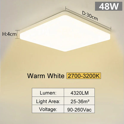 MARPOU Square Led ceiling lamp bedroom lighting Neutral white cold white warm white 48W 36W 24W 18W led ceiling light room
