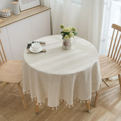 Plaid Cotton Linen Round Tablecloth Wedding Hotel Banquet Cloth Table Cover Indoor Dining Room Kitchen Outdoor Decor Manteles