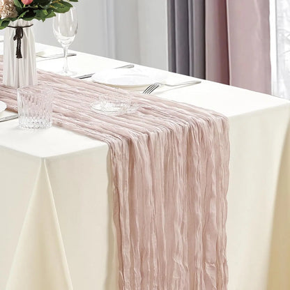 6pcs Cheesecloth Table Runner Boho Gauze Table Runner 40x270cm for Wedding Bridal Shower Birthday Party