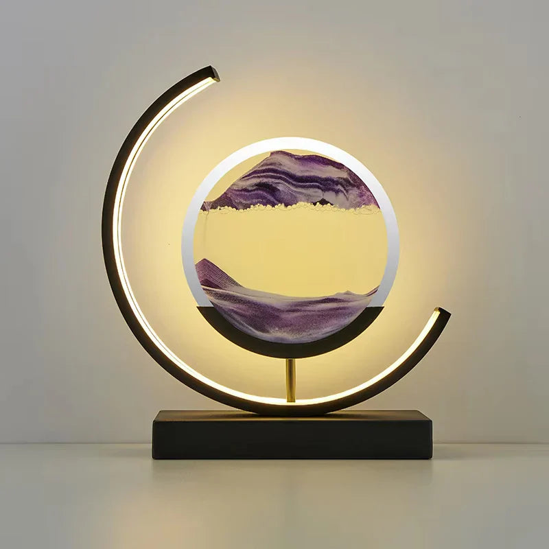 LED Night Light Moving Sand Art Table Lamp Quicksand Sandscape 3D Hourglass Bedside Lamps Flowing Sand Painting Home Decor Gifts
