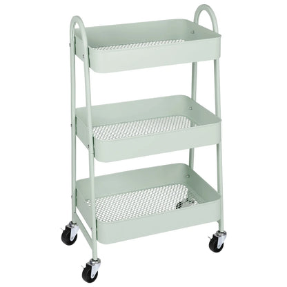 JHK 3 Tier Metal Storage Kitchen Cart with Lockable Wheels Mobile Shelving Unit Utility Rolling Organizer For Home Narrow Places