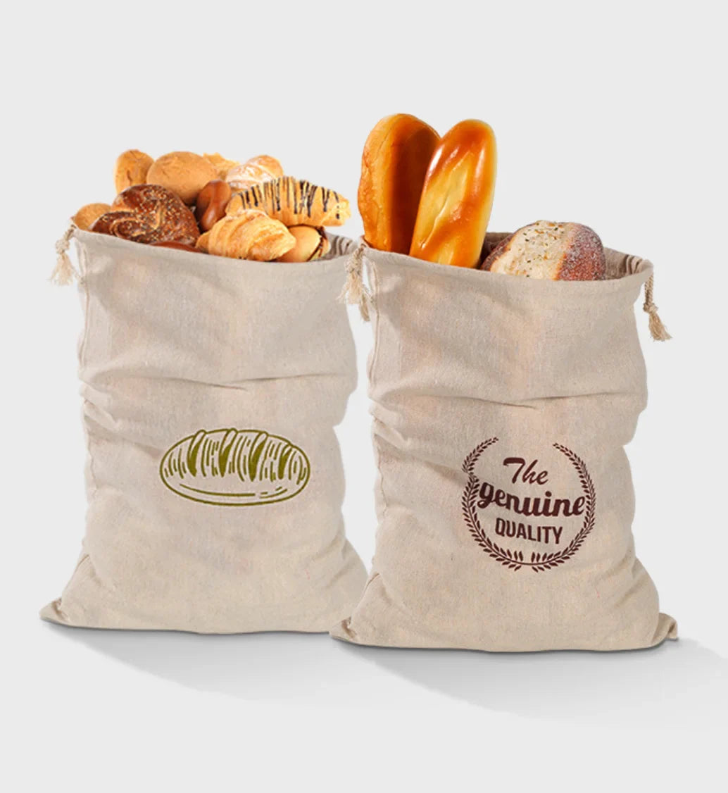 Linen Bread Bags Reusable Drawstring Bag For Loaf Homemade Artisan Bread Storage Bag Linen Bread Bags For Baguette
