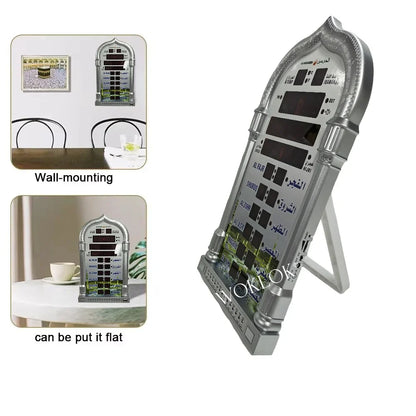 12V Azan Mosque Calendar Muslim Prayer Wall Clock Alarm Islamic Mosque Azan Calendar Ramadan Home Decor with Remote Control