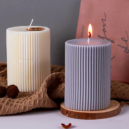 Classical Striped Roman Cylindrical Silicone Candle Mold Columnar Striped DIY Candle Holder Making Design Shape Candle Handmade